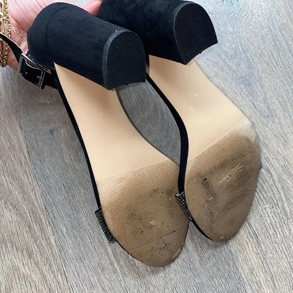 MADDEN GIRL rhinestone strap heeled sandals